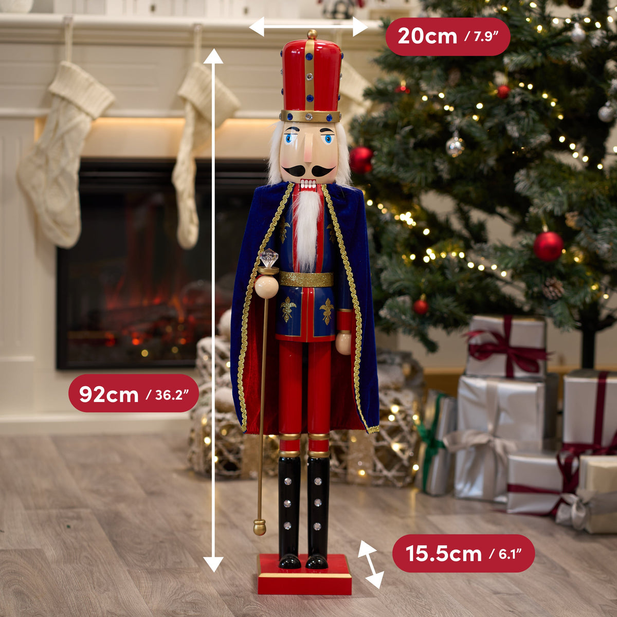 Traditional Wooden Christmas Nutcracker King (90cm) – Extra Large