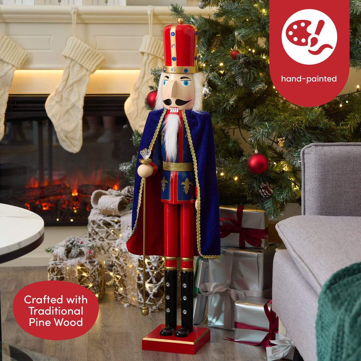 Traditional Wooden Christmas Nutcracker King (90cm) – Extra Large