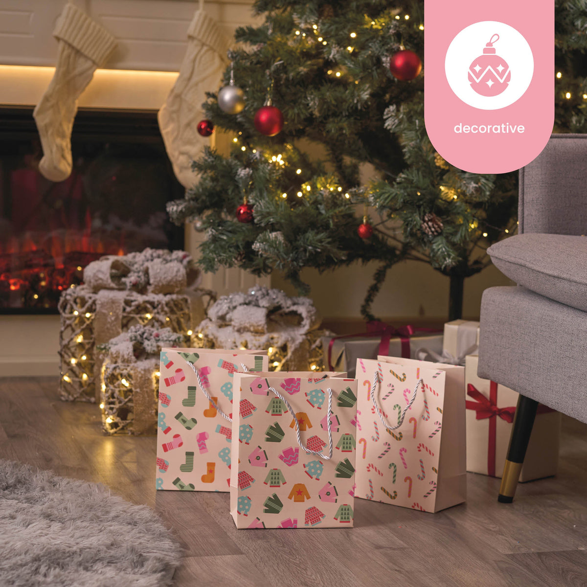 Festive Pastel Christmas Gift Bags – Assorted