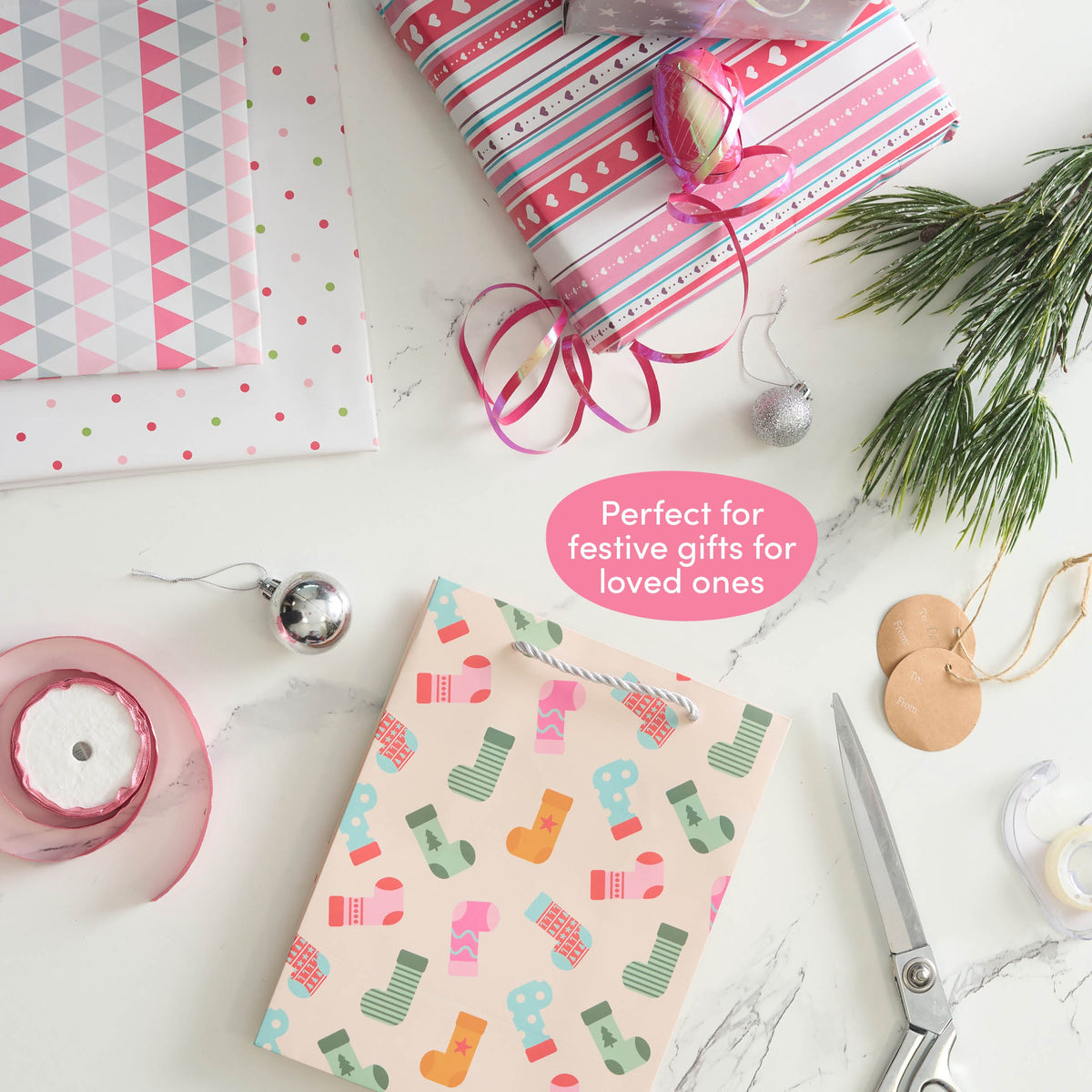Festive Pastel Christmas Gift Bags – Assorted