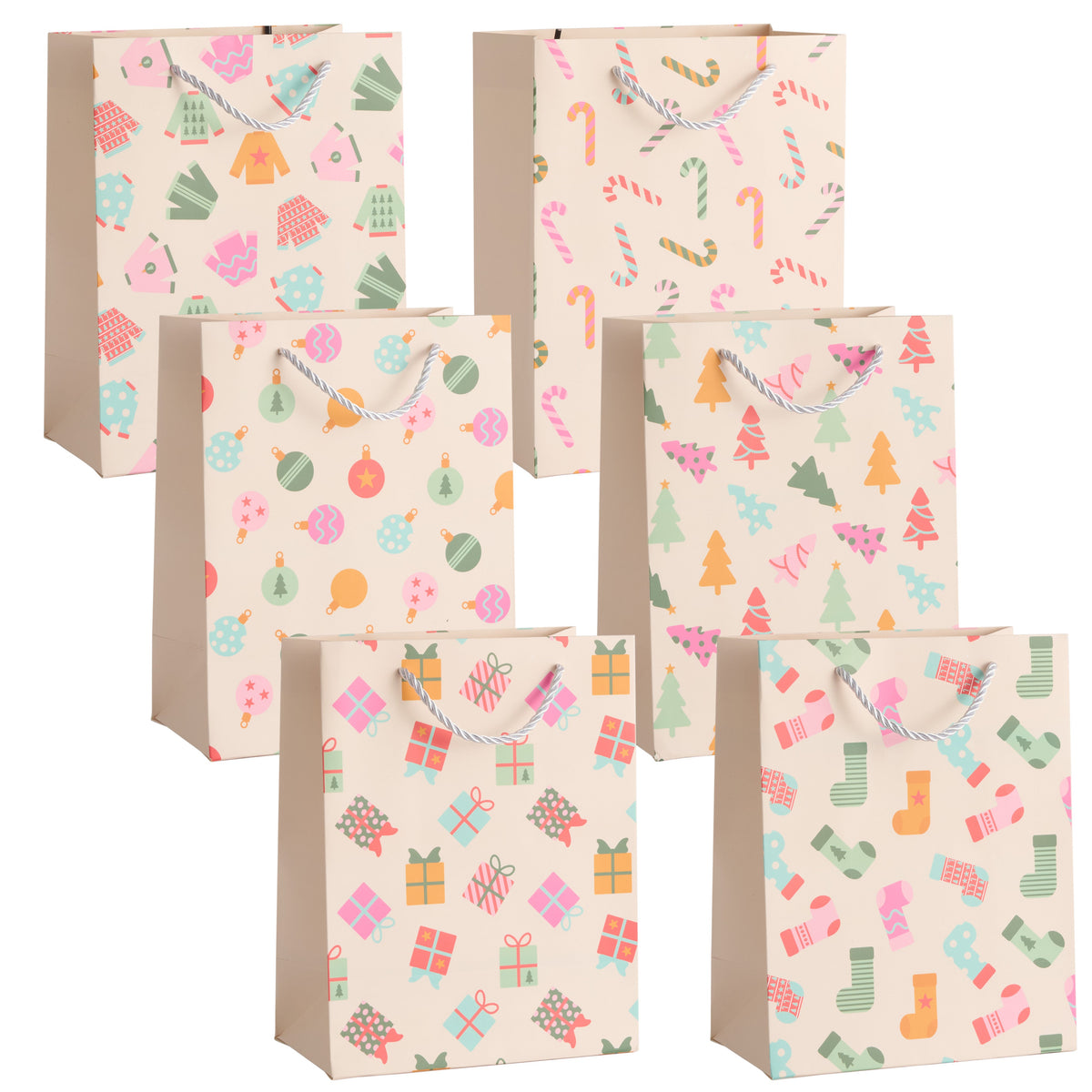 Festive Pastel Christmas Gift Bags – Assorted