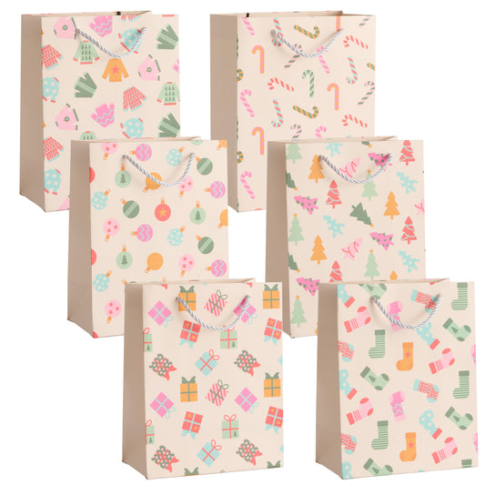 Festive Pastel Christmas Gift Bags – Assorted