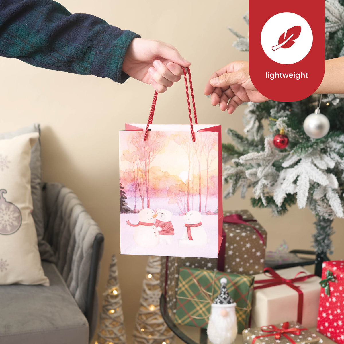 Festive Christmas Watercolour Gift Bags – Assorted