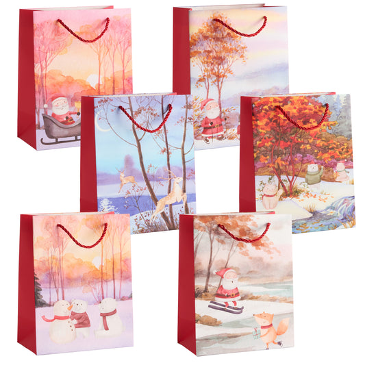 Festive Christmas Watercolour Gift Bags – Assorted