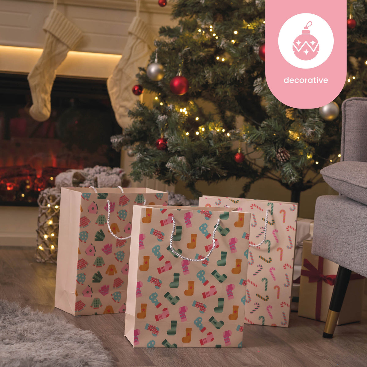 Festive Pastel Christmas Gift Bags – Assorted