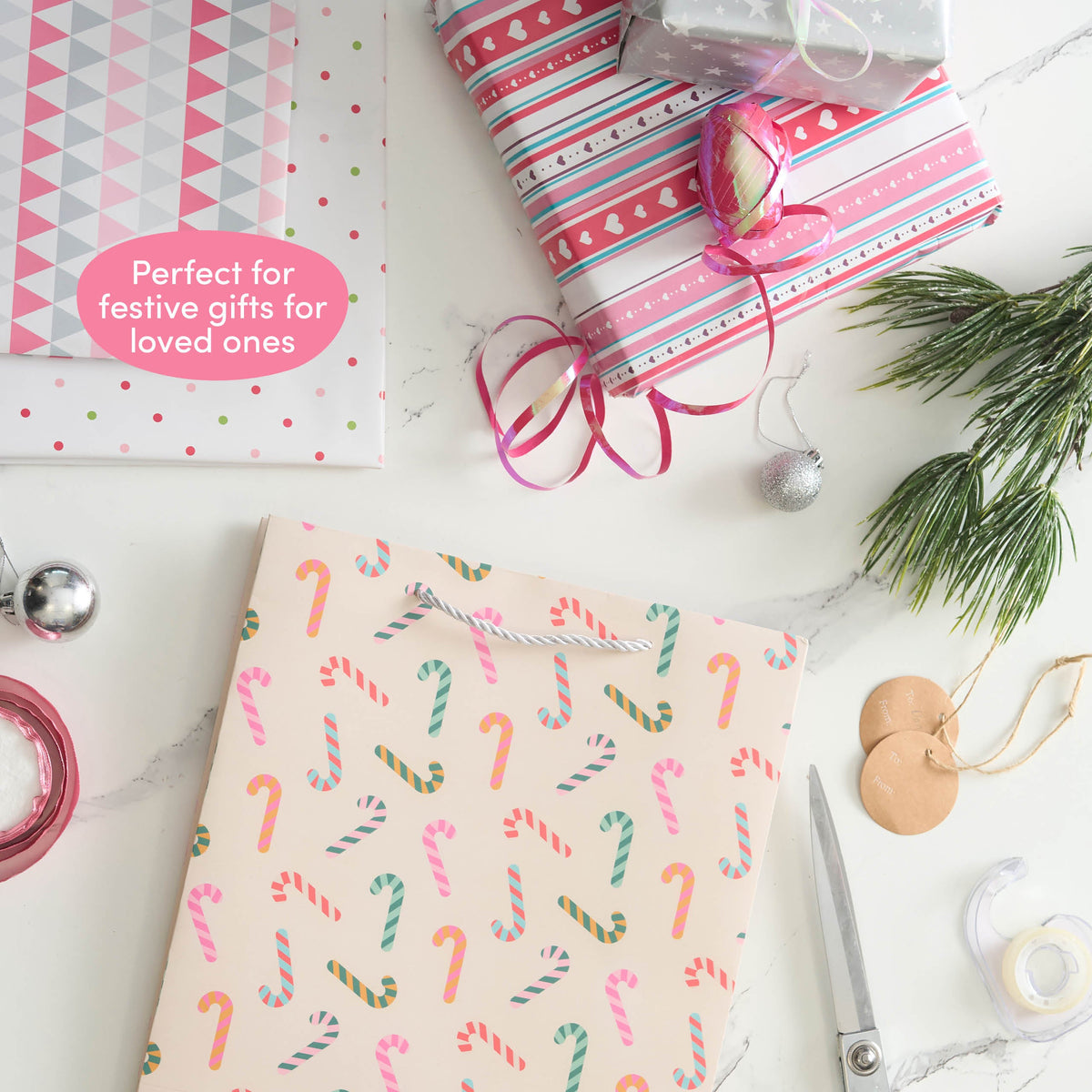 Festive Pastel Christmas Gift Bags – Assorted