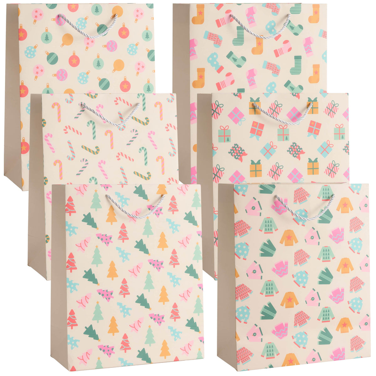Festive Pastel Christmas Gift Bags – Assorted