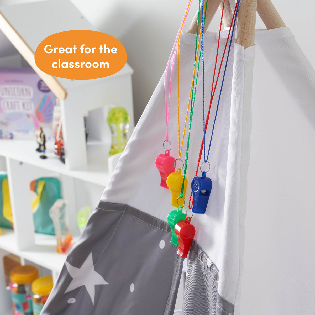 Sports Whistles with Lanyards – Colourful