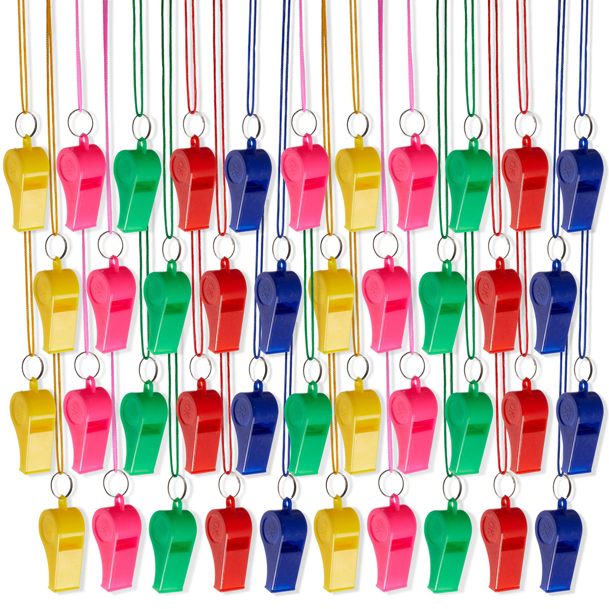 Sports Whistles with Lanyards – Colourful