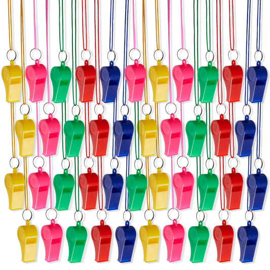 Sports Whistles with Lanyards – Colourful