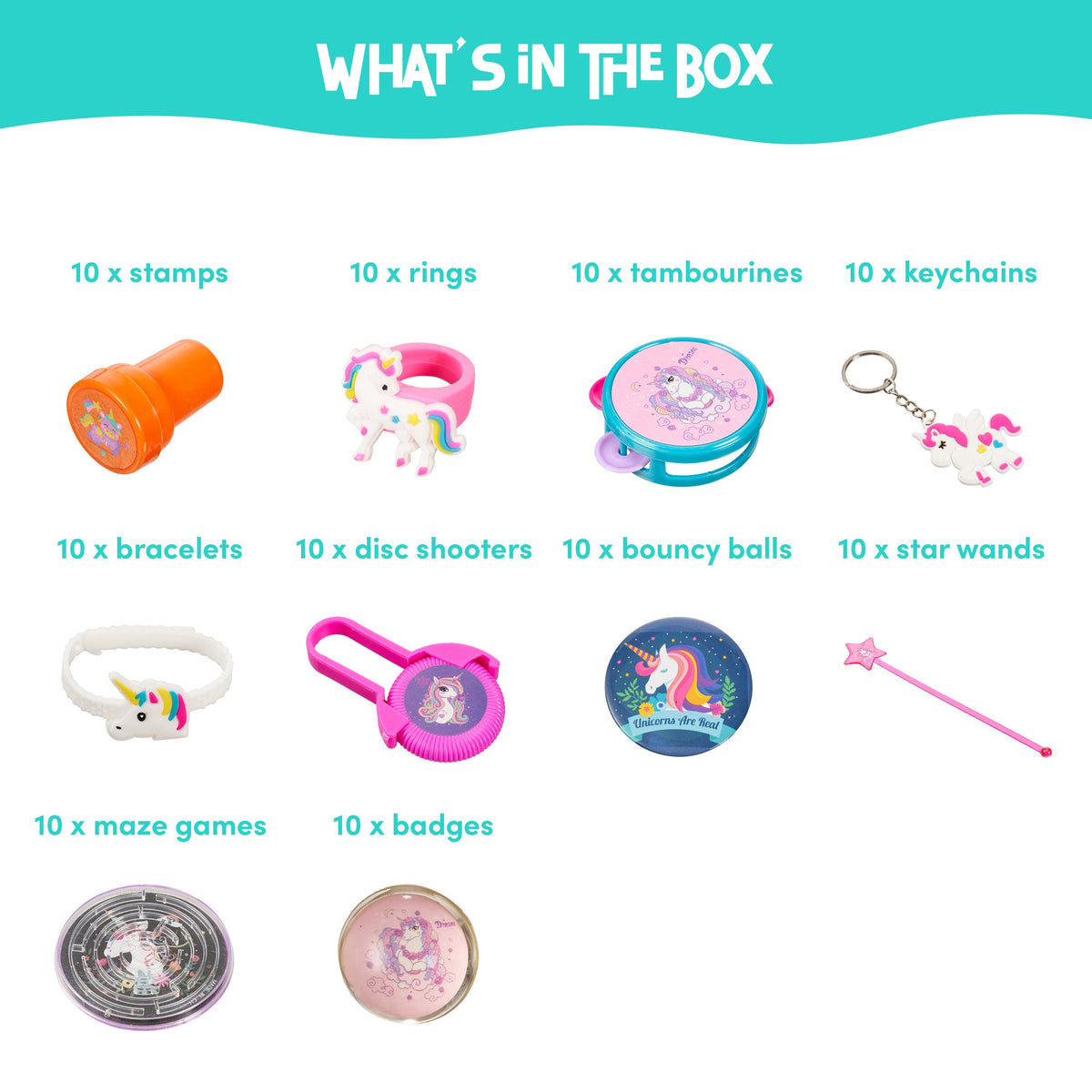 Unicorn Themed Party Bag Fillers Collection
