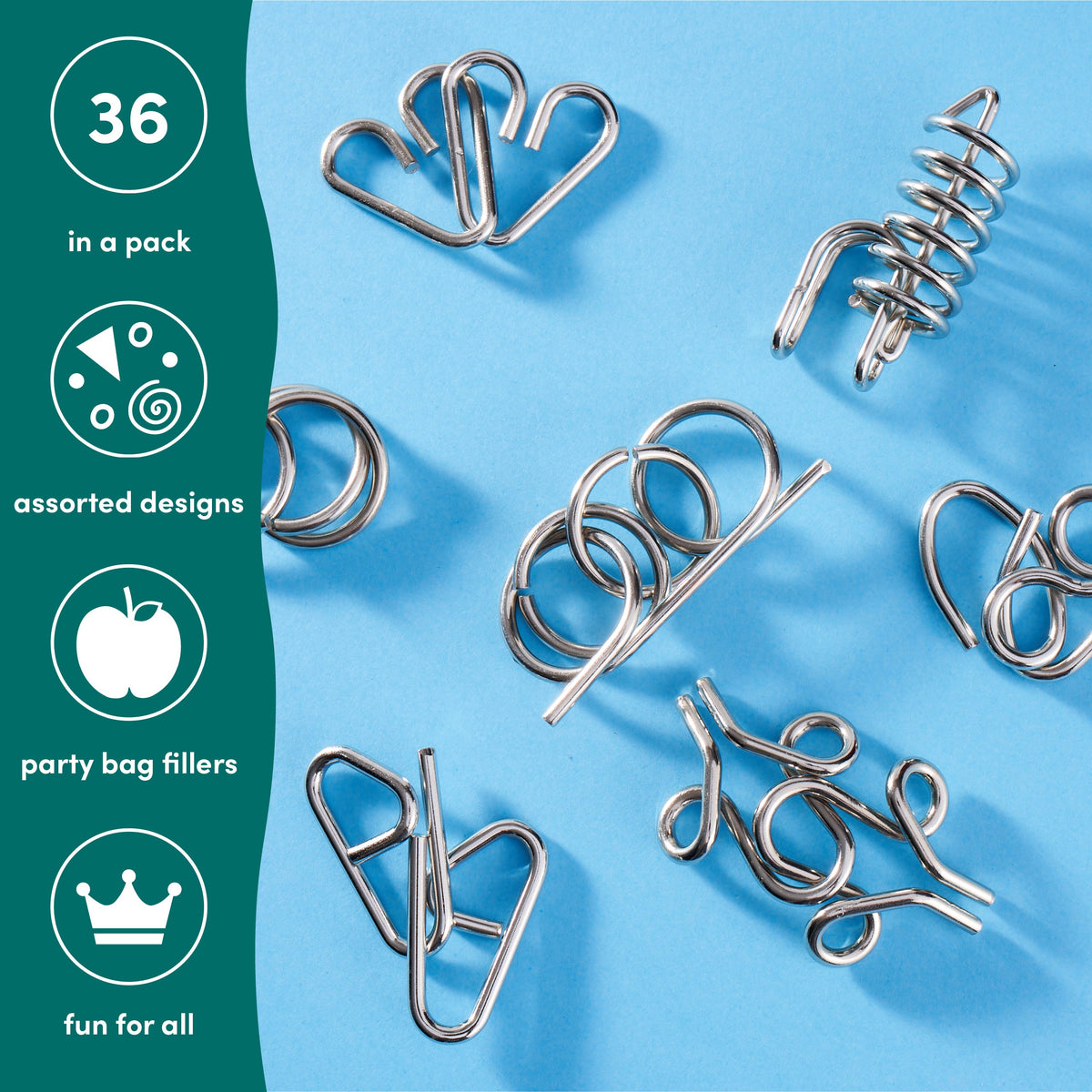Metal Brain Teaser Puzzles Toy Tub Set