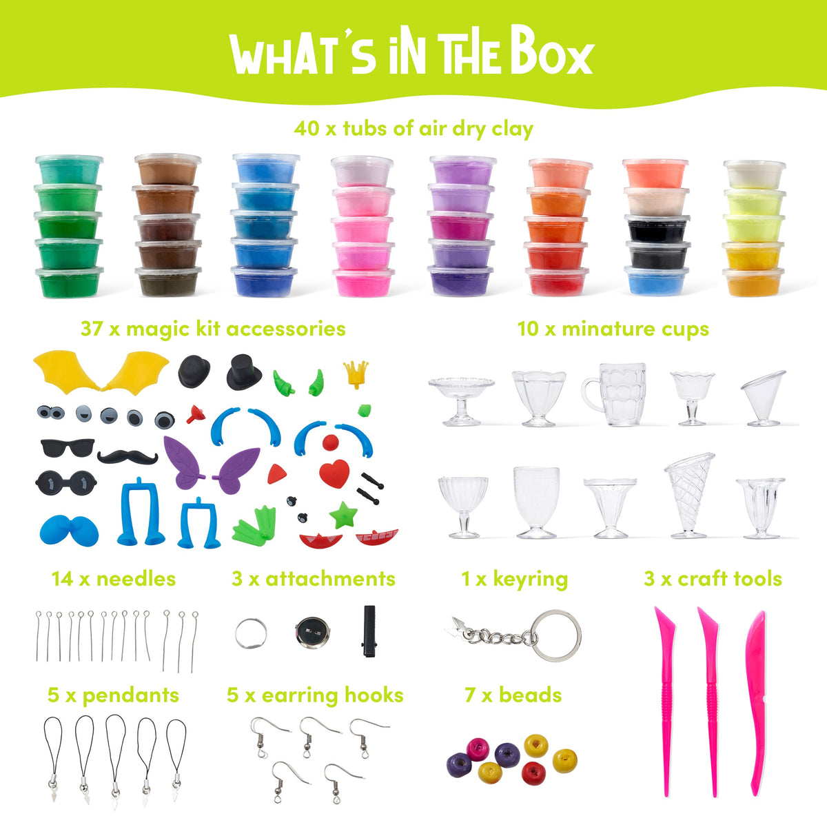 Clay Craft Kit Including 40 Tubs of Clay
