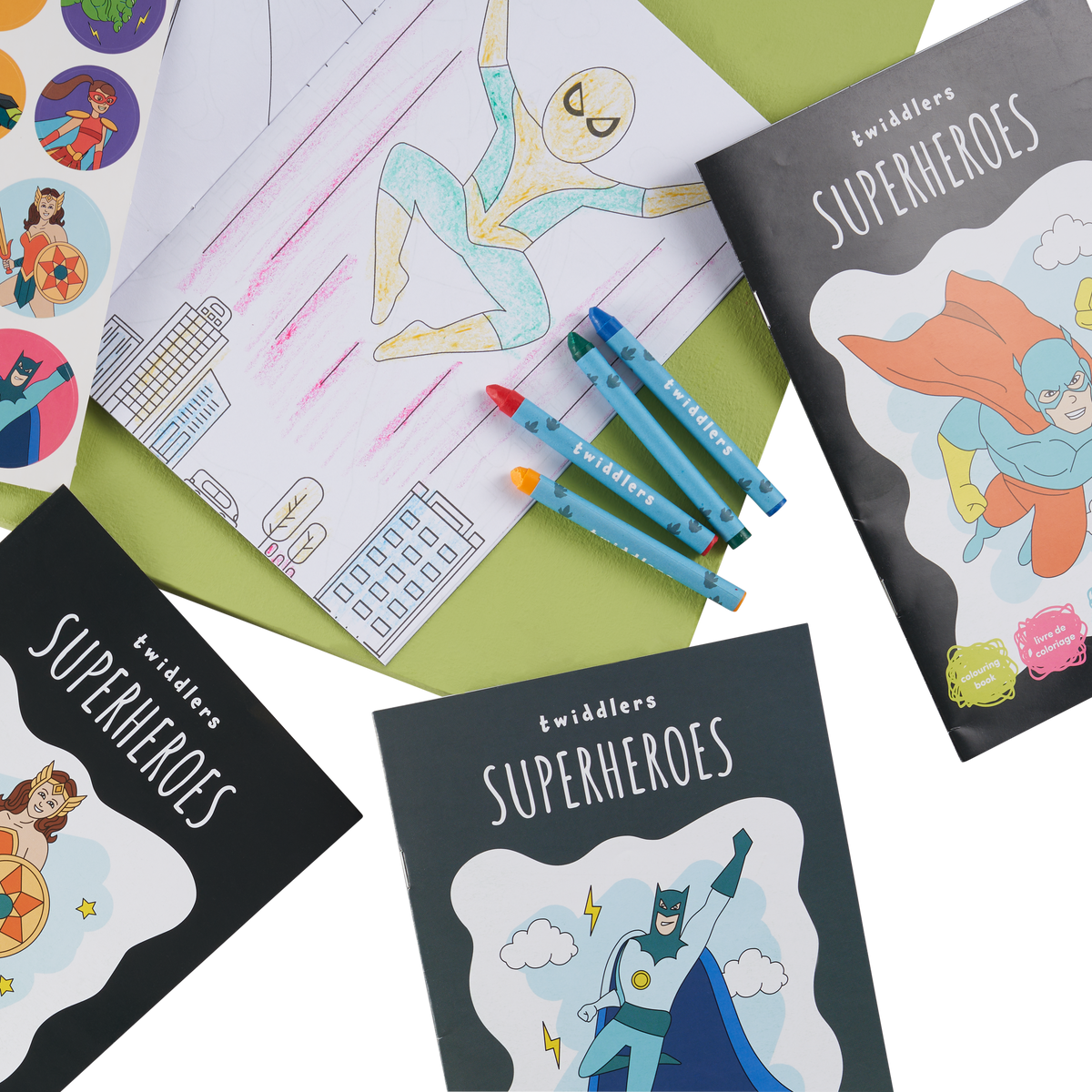Superhero Colouring Books Including Crayons & Stickers