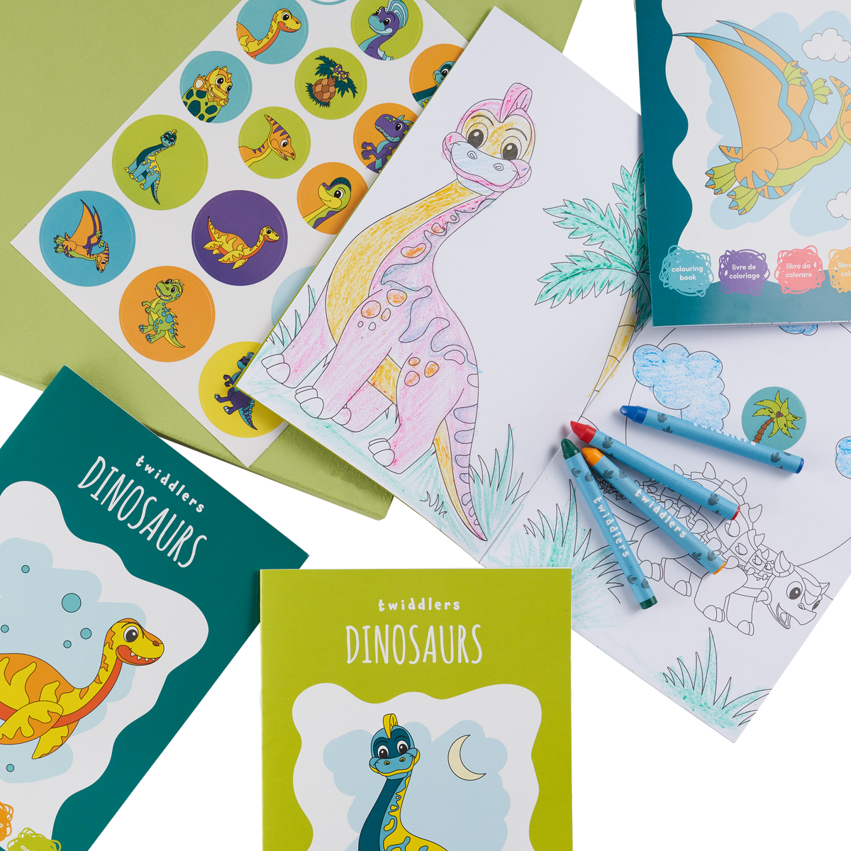 Dinosaur Colouring Books Including Crayons & Stickers