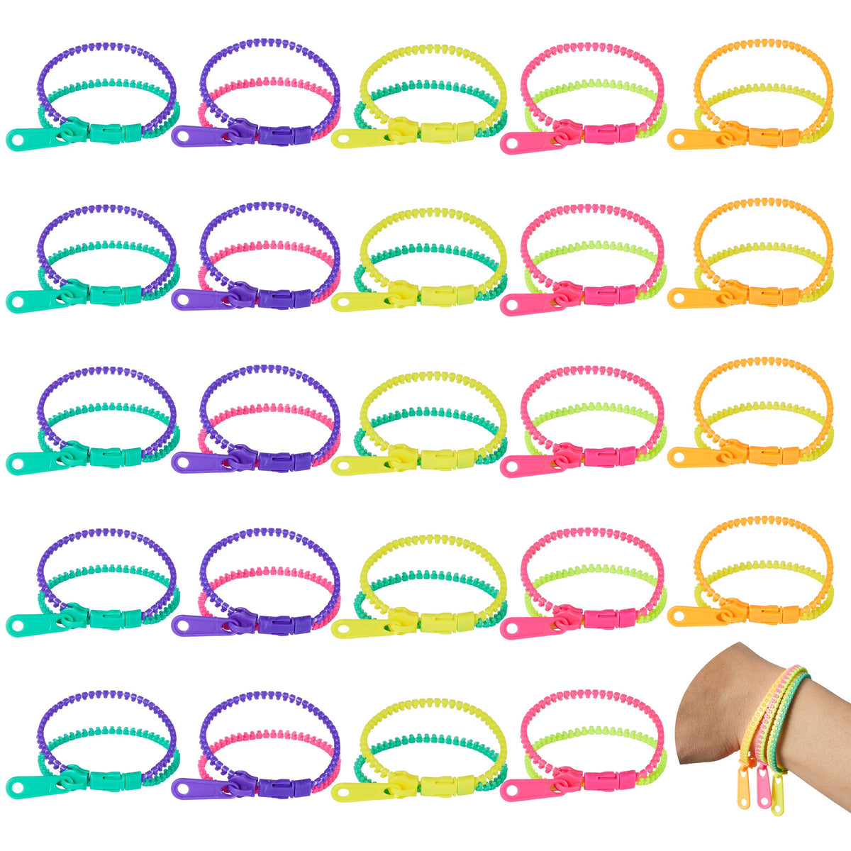 Multi-Coloured Zipper Bracelets Collection