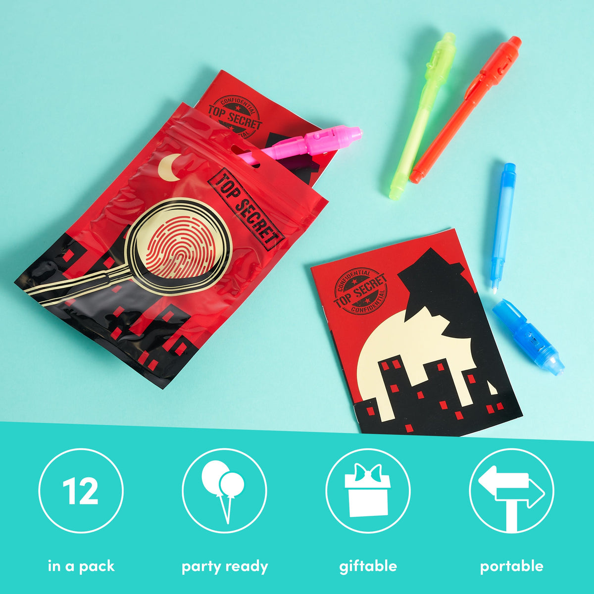 Invisible Ink Note Pads Including UV Pen Lamps