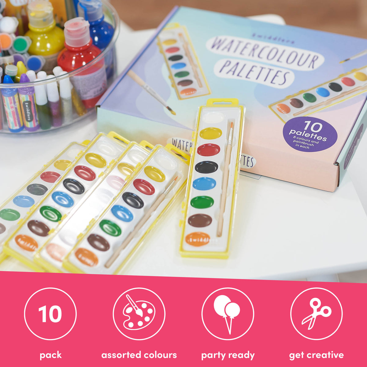 Watercolour Paint Palette Sets Including Brushes