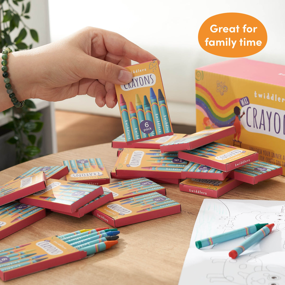 Wax Colouring Crayons (Packs of 6) Set