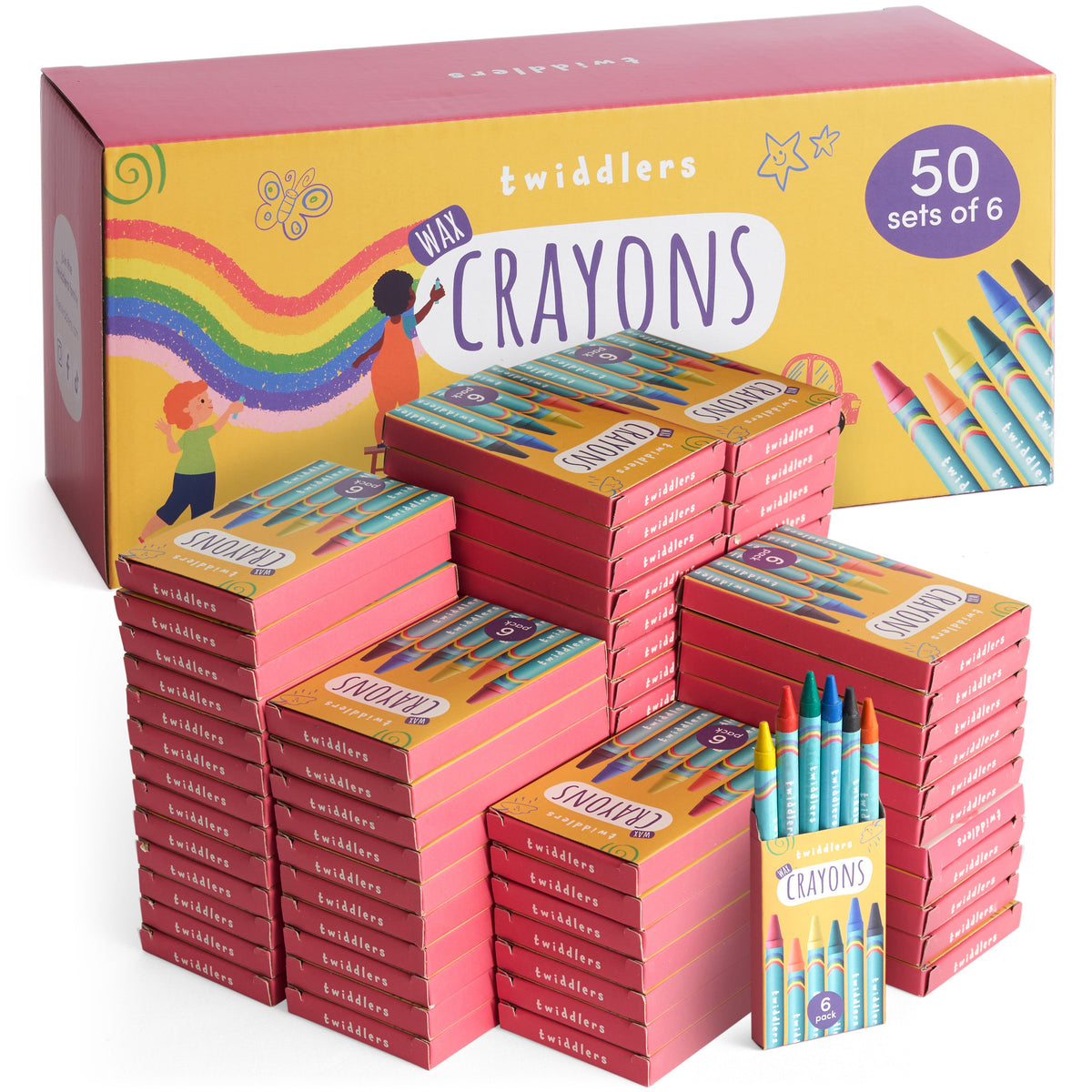 Wax Colouring Crayons (Packs of 6) Set