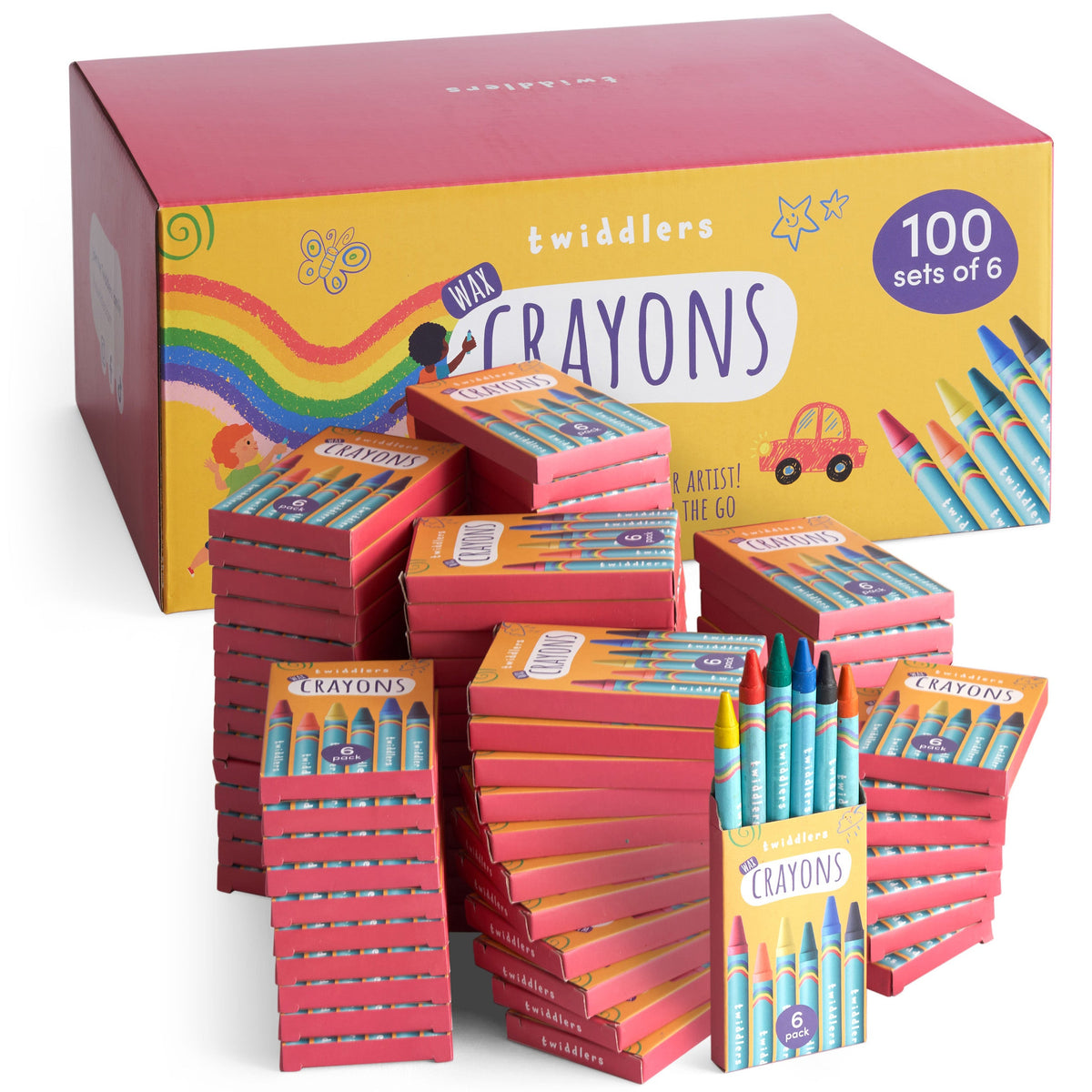 Wax Colouring Crayons (Packs of 6) Set