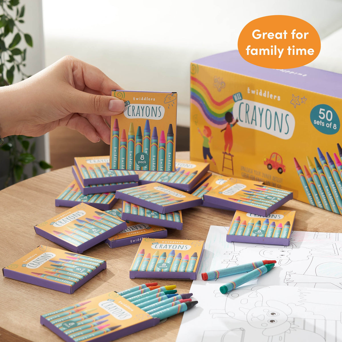 Wax Colouring Crayons (Packs of 8) Set