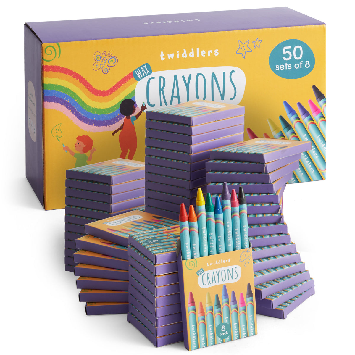 Wax Colouring Crayons (Packs of 8) Set