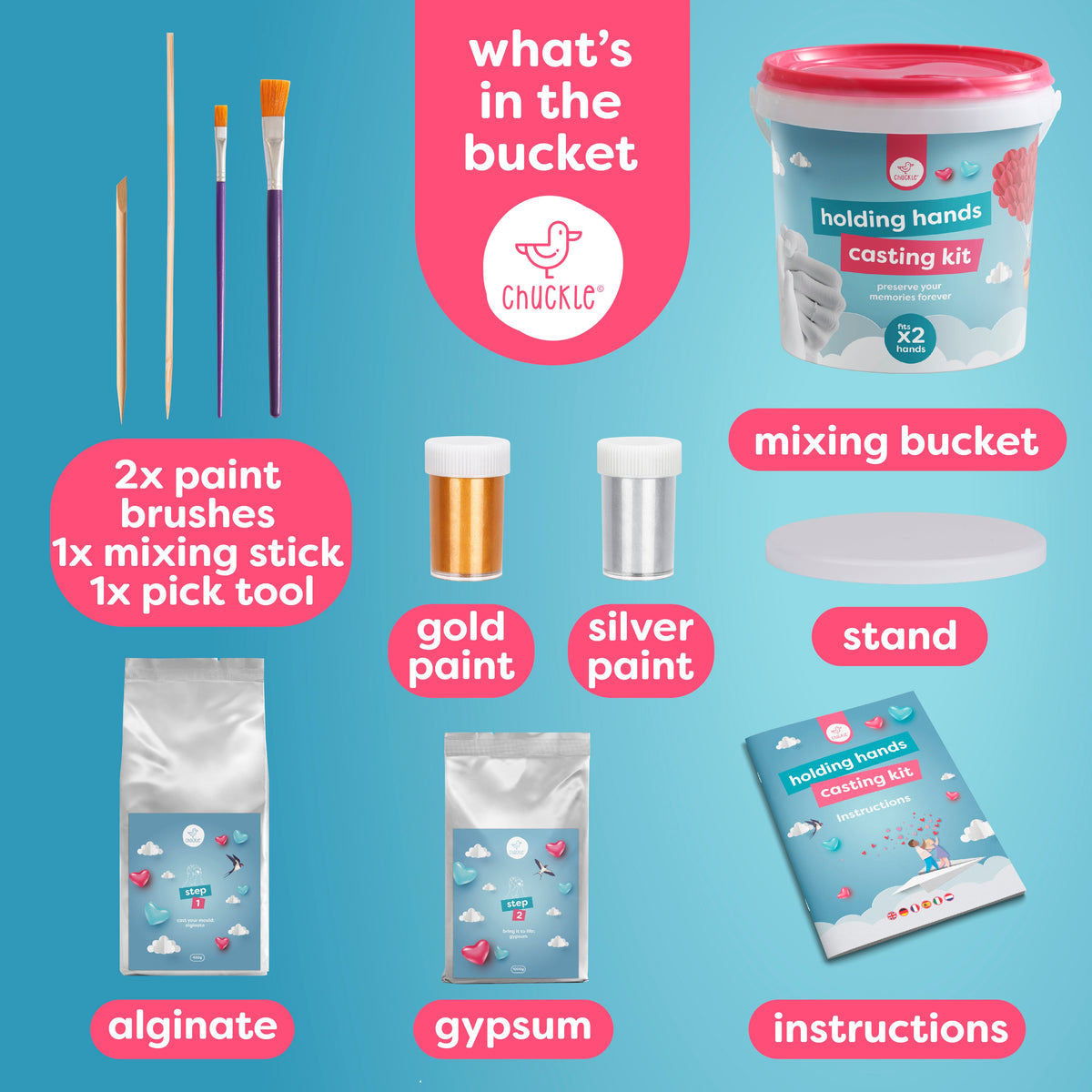 3D Holding Hand Casting Kit Including Display Base & Paints