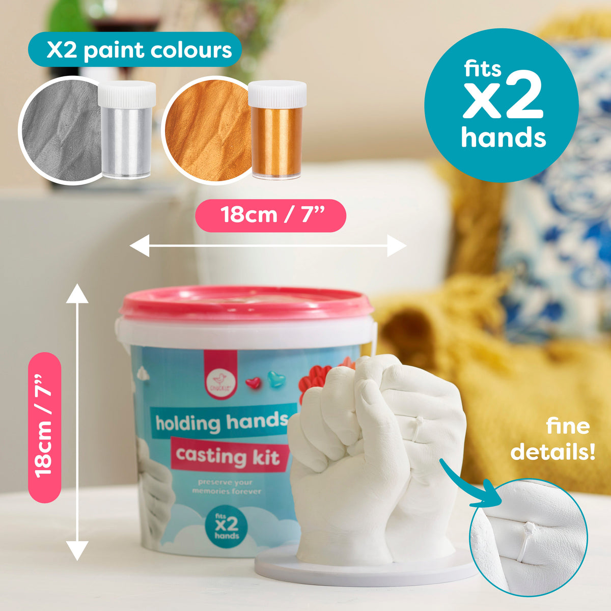 3D Holding Hand Casting Kit Including Display Base & Paints