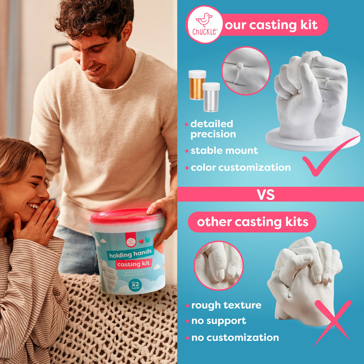 3D Holding Hand Casting Kit Including Display Base & Paints