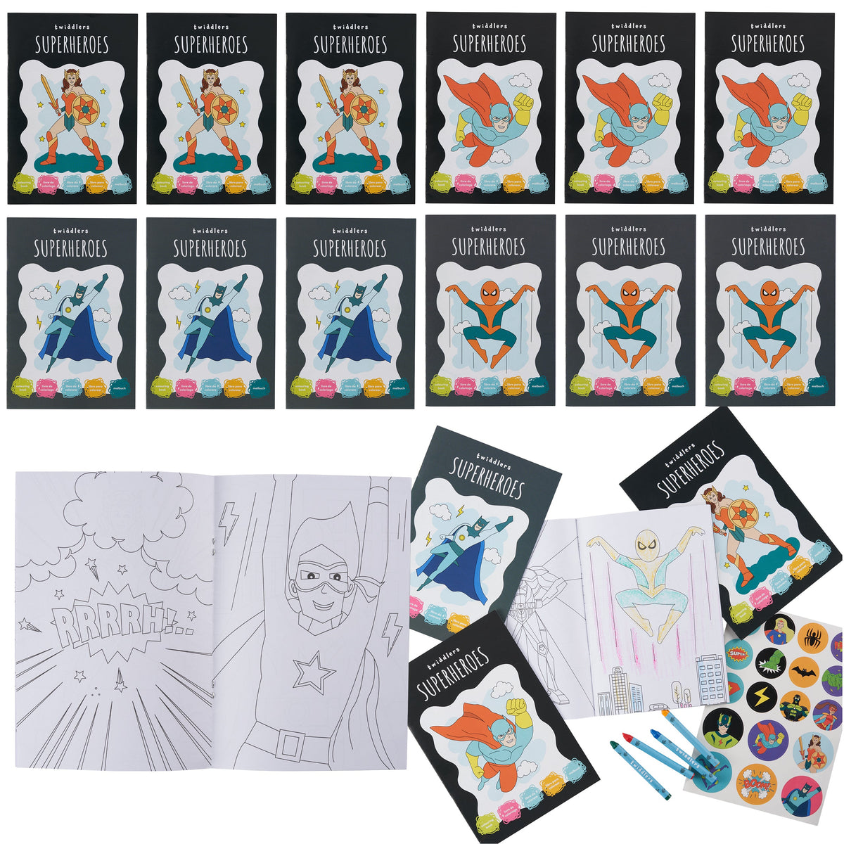 Superhero Colouring Books Including Crayons & Stickers