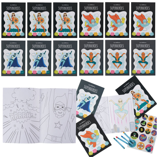 Superhero Colouring Books Including Crayons & Stickers