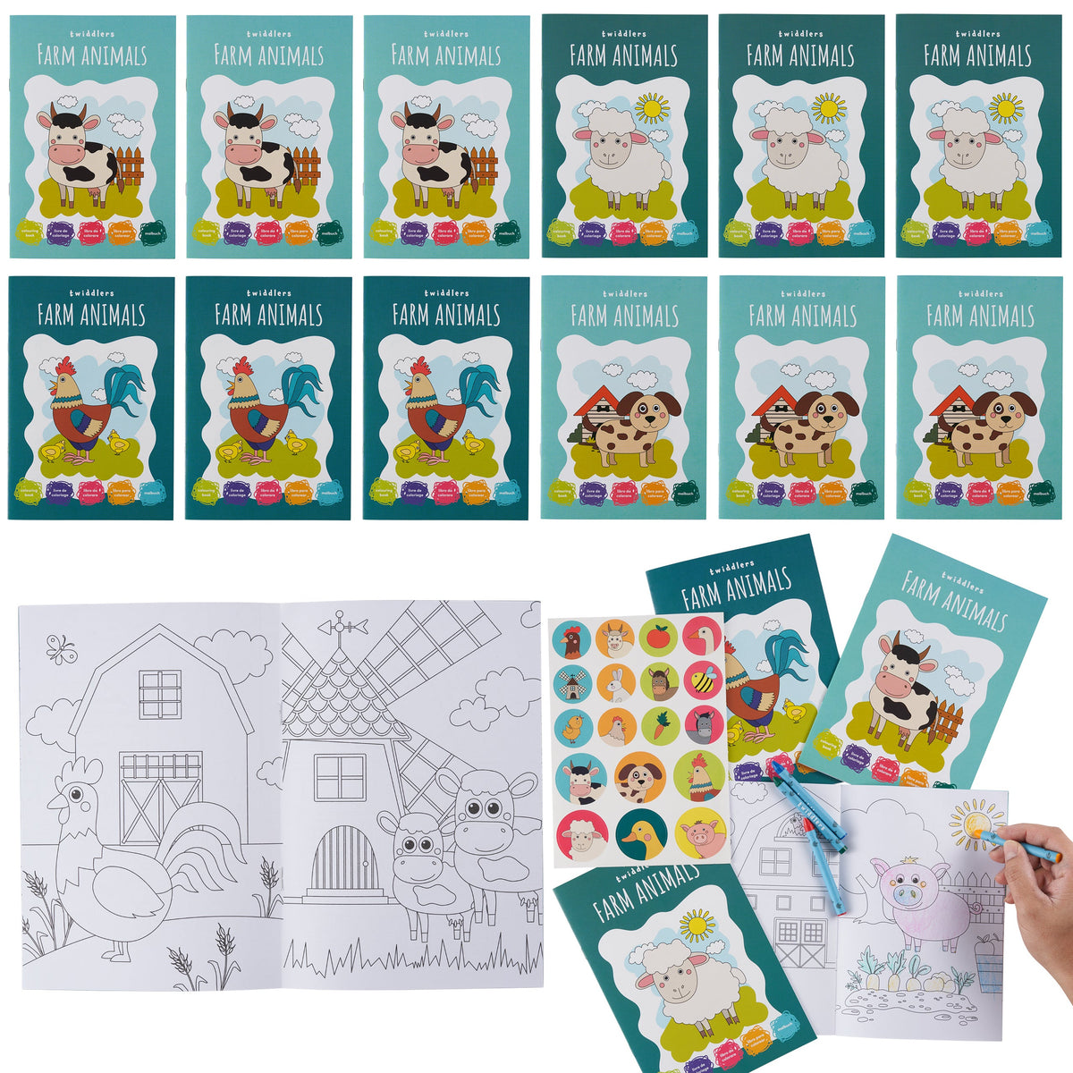 Farm Animals Colouring Books Including Crayons & Stickers