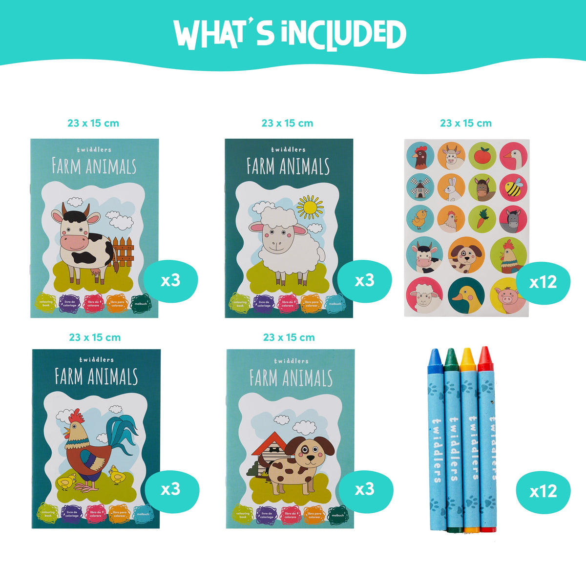Farm Animals Colouring Books Including Crayons & Stickers