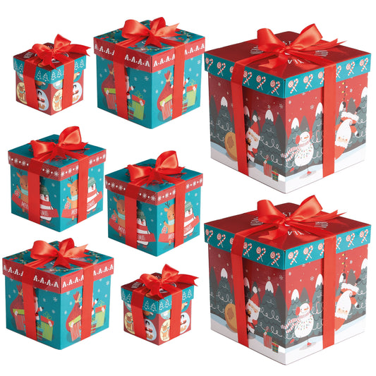 Christmas Cardboard Gift Boxes Including Ribbons