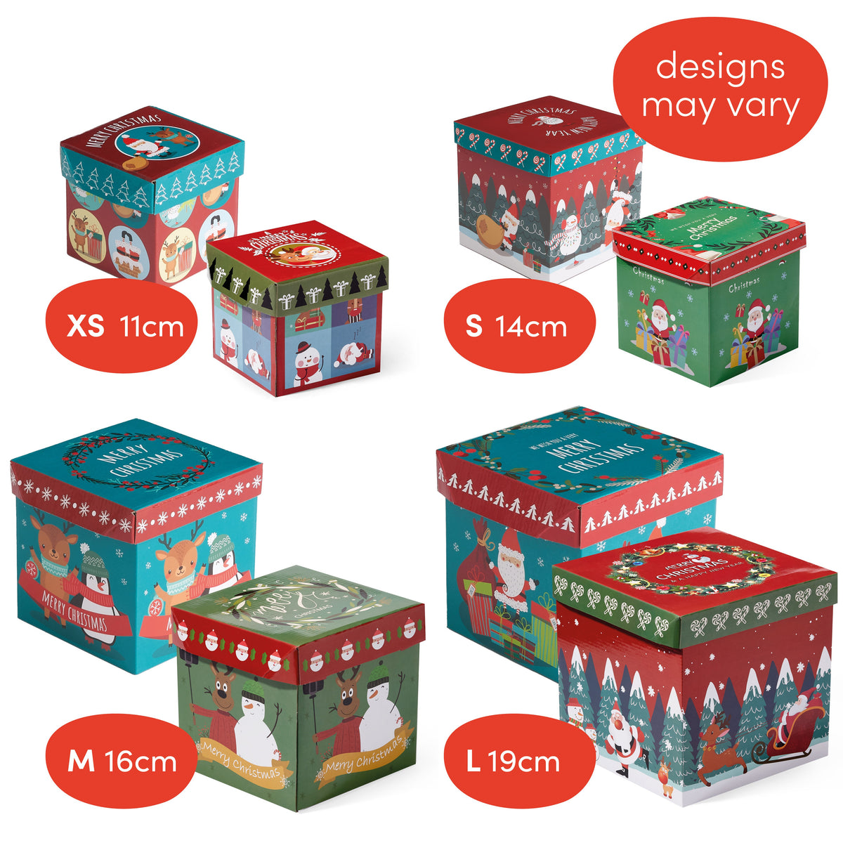 Christmas Cardboard Gift Boxes Including Ribbons