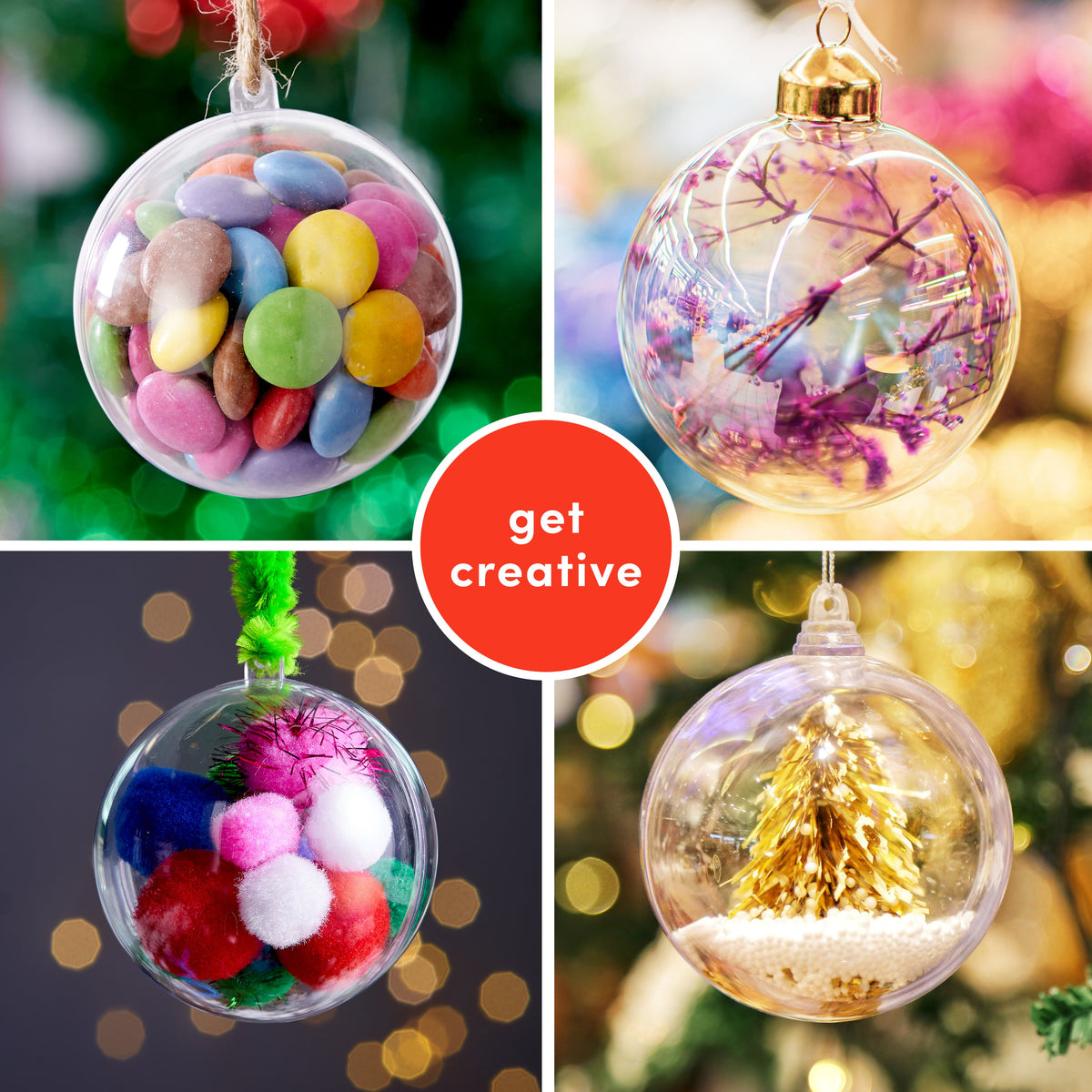 Fillable Christmas Baubles (6cm) – Clear
