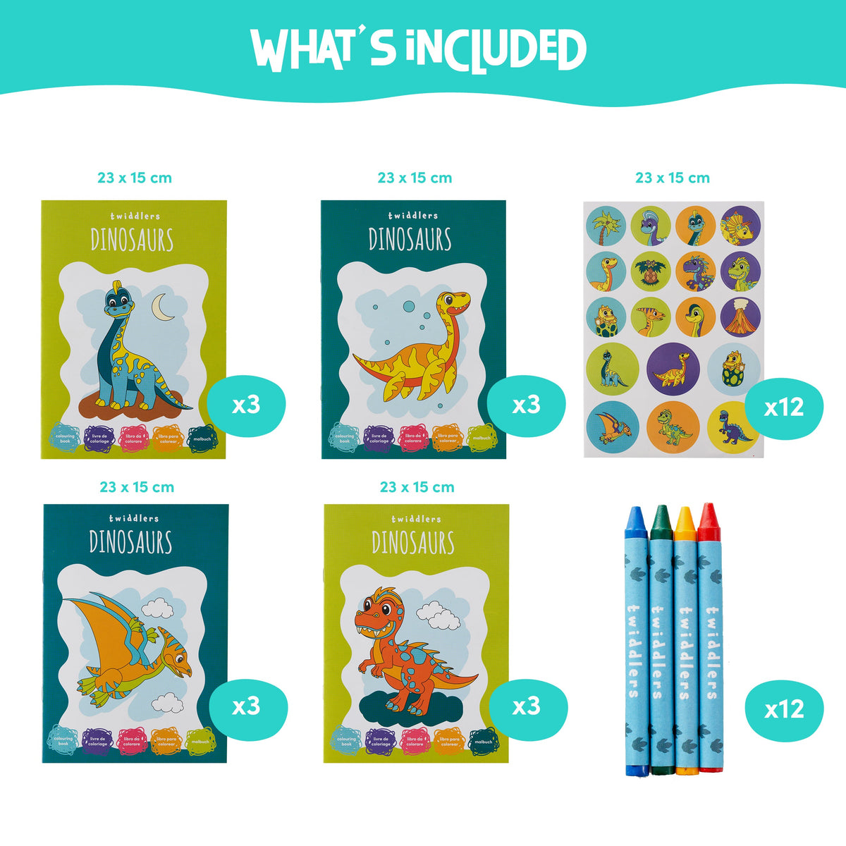 Dinosaur Colouring Books Including Crayons & Stickers