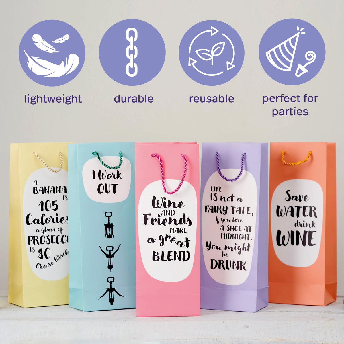 Funny Wine Bottle Gift Bags Set