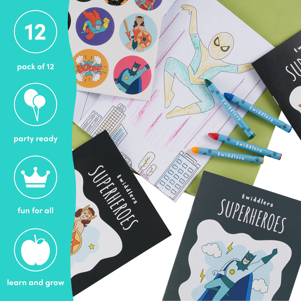 Superhero Colouring Books Including Crayons & Stickers